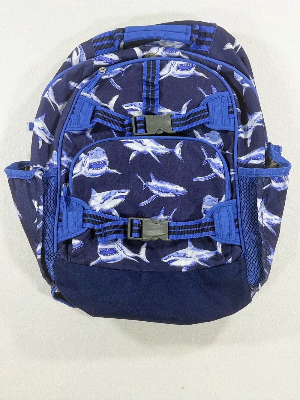 Pottery Barn Kids Mackenzie Backpack Blue Shark Pattern Mid Size